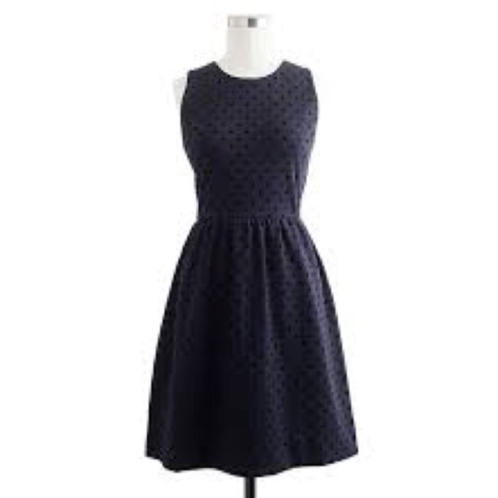 J Crew Black Polka Dot Sleeveless Ponte Dress Sz M